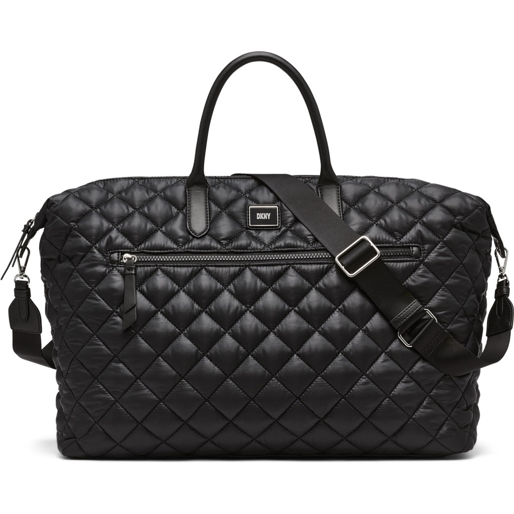 DKNY Black Quilted Duffel with Detachable Strap